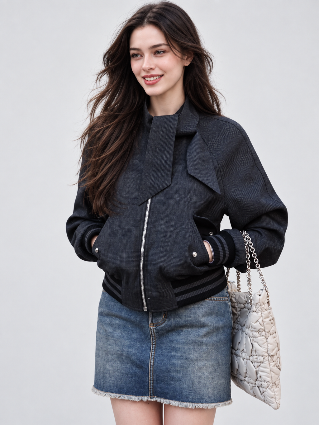 Wool Blend Oversized Bomber Jacket