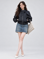 Wool Blend Oversized Bomber Jacket
