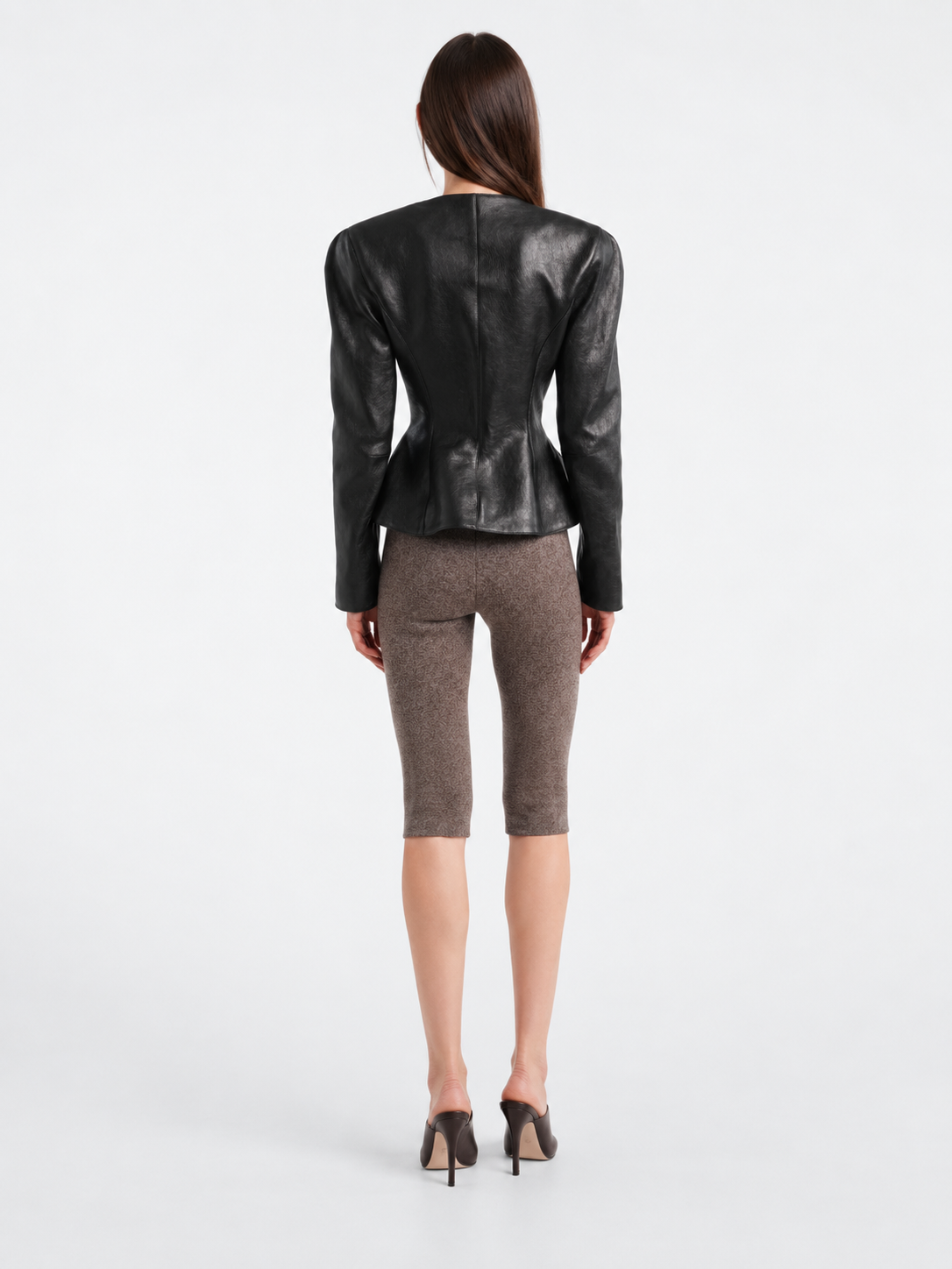 Faux Leather Tailored Peplum Jacket