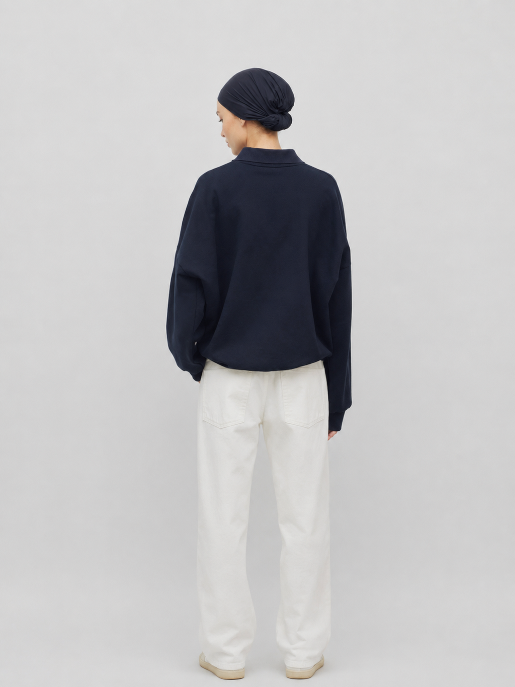 Relaxed Drop-Shoulder Polo Sweatshirt