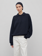 Relaxed Drop-Shoulder Polo Sweatshirt