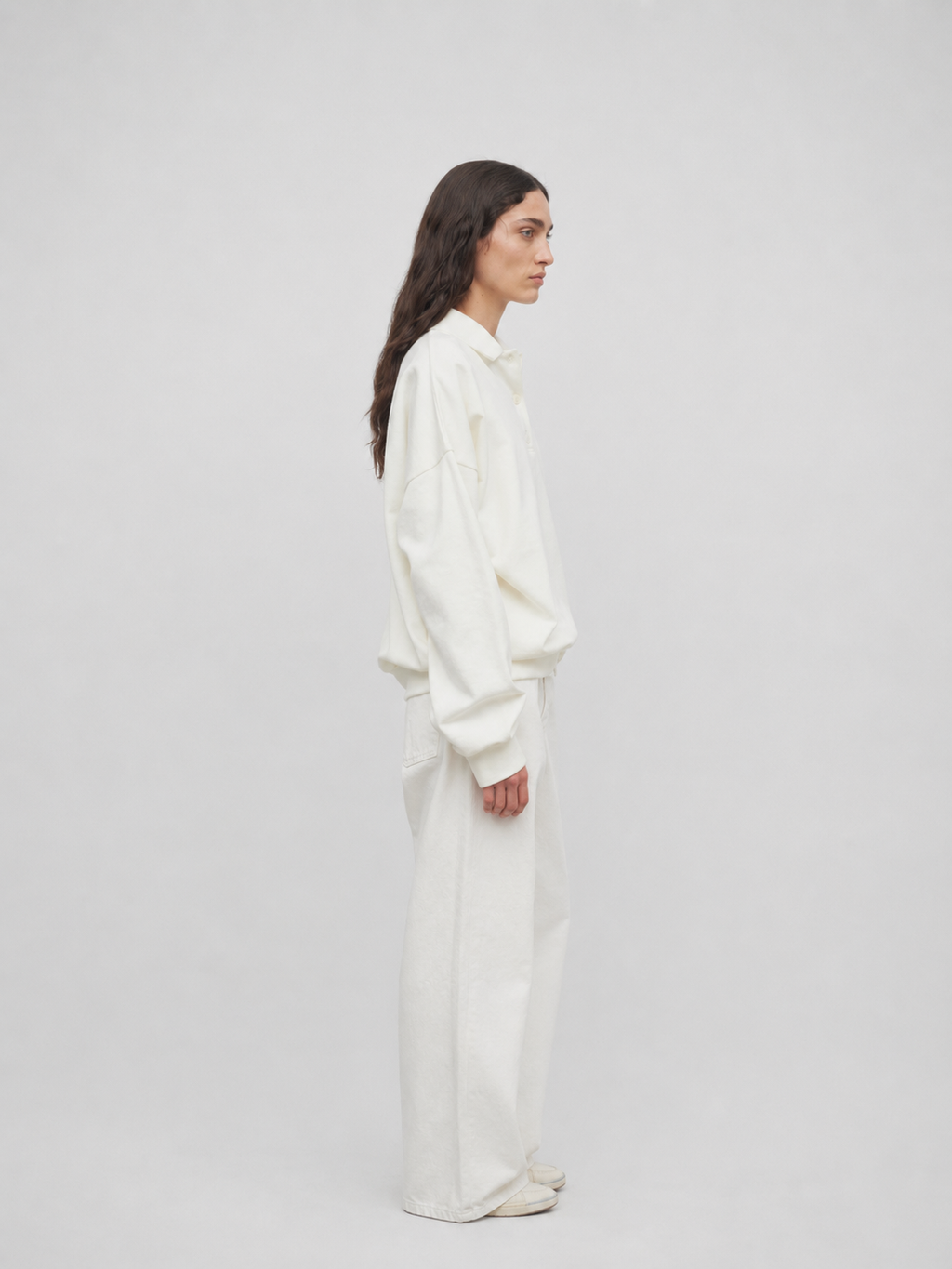Relaxed Drop-Shoulder Polo Sweatshirt