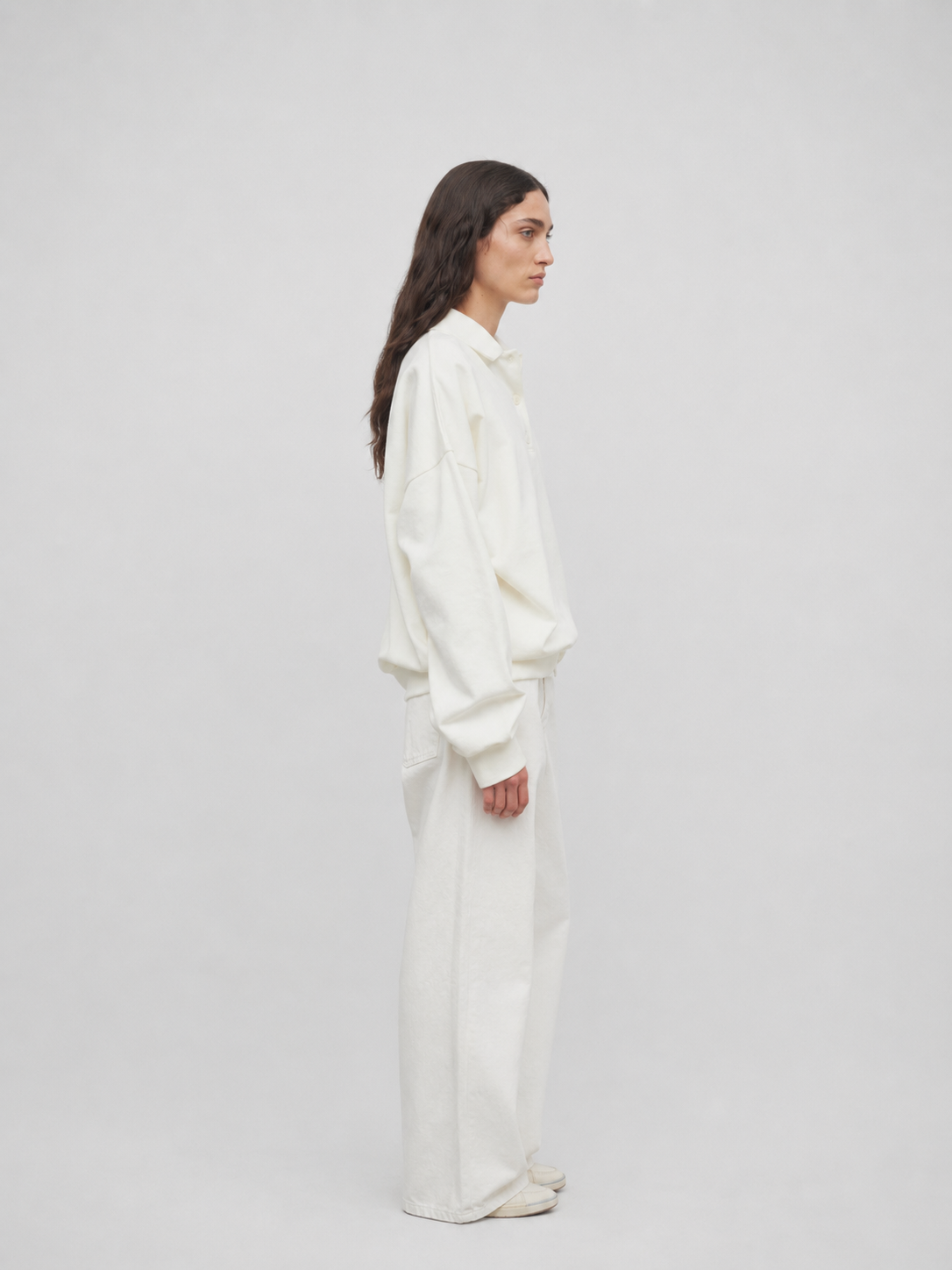 Relaxed Drop-Shoulder Polo Sweatshirt