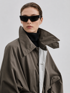 Oversized Belted High-Collar Trench Coat