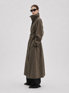 Oversized Belted High-Collar Trench Coat