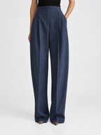 High-Waisted Pleated Wide-Leg Trousers