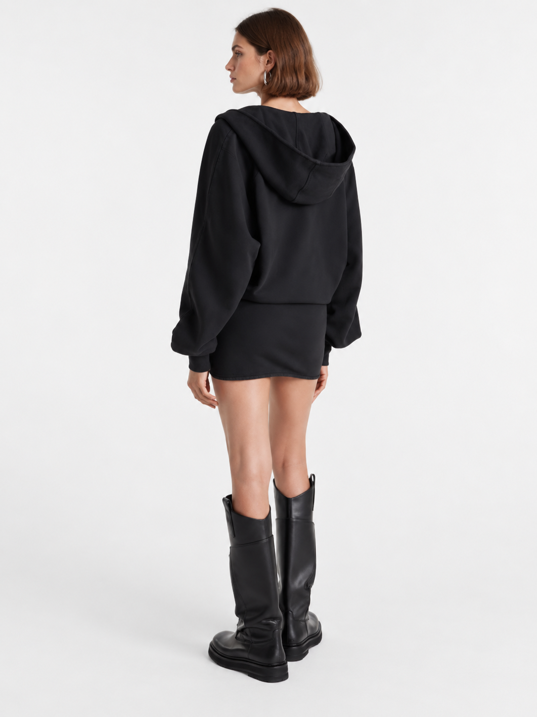 Hooded Wrap Mini Dress with Belt