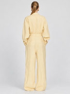 Linen Blend Belted Jumpsuit