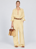 Linen Blend Belted Jumpsuit