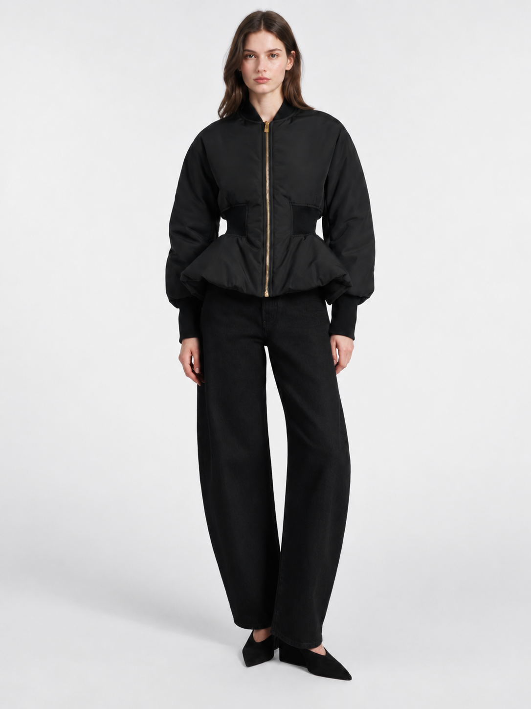 Women’s Quilted Cropped Down Jacket – Elegant Waist-Shaped Puffer Coat