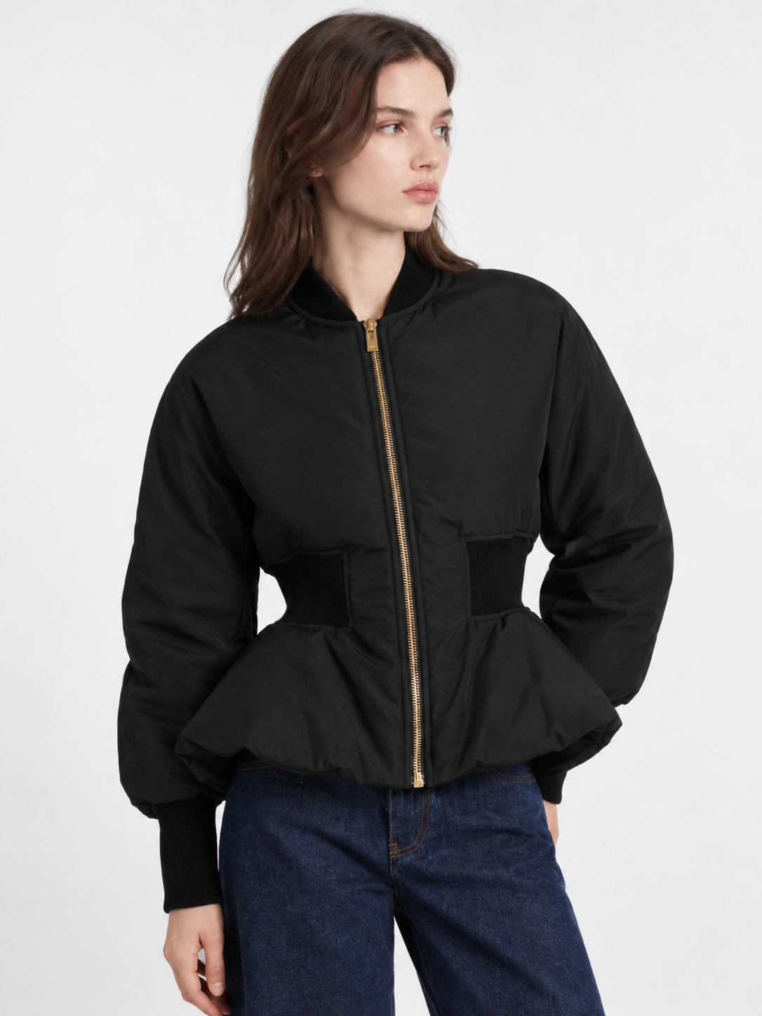 Women’s Quilted Cropped Down Jacket – Elegant Waist-Shaped Puffer Coat