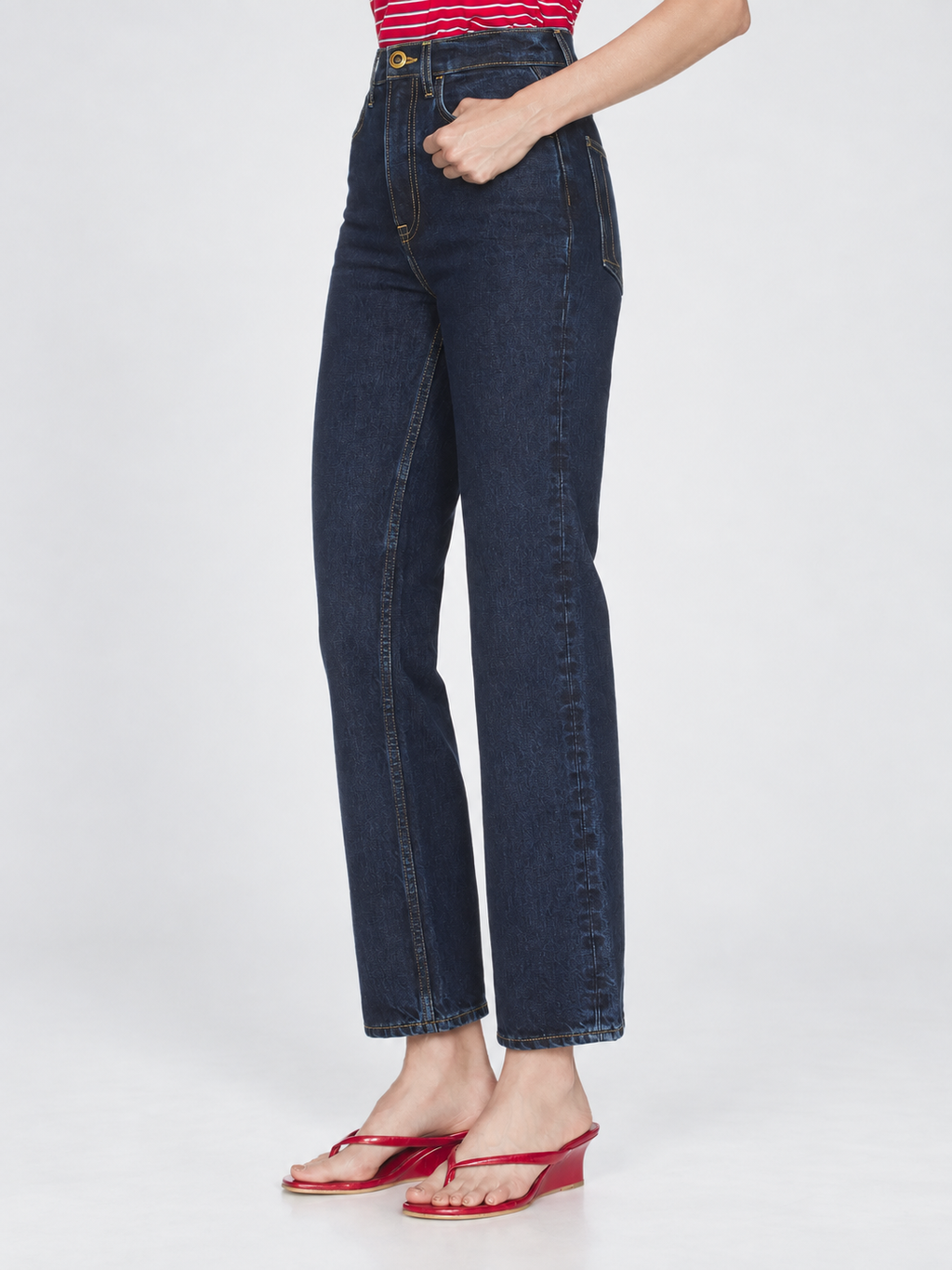 High Waist Straight Leg Denim Jeans
