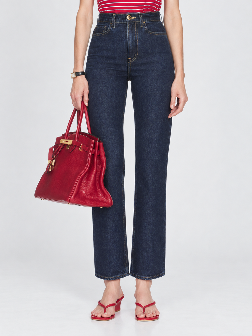 High Waist Straight Leg Denim Jeans