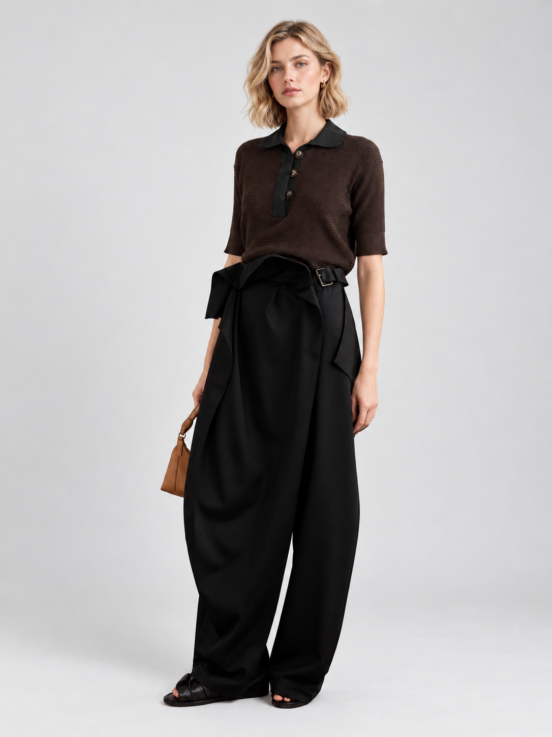 Belted Wide Leg Pants