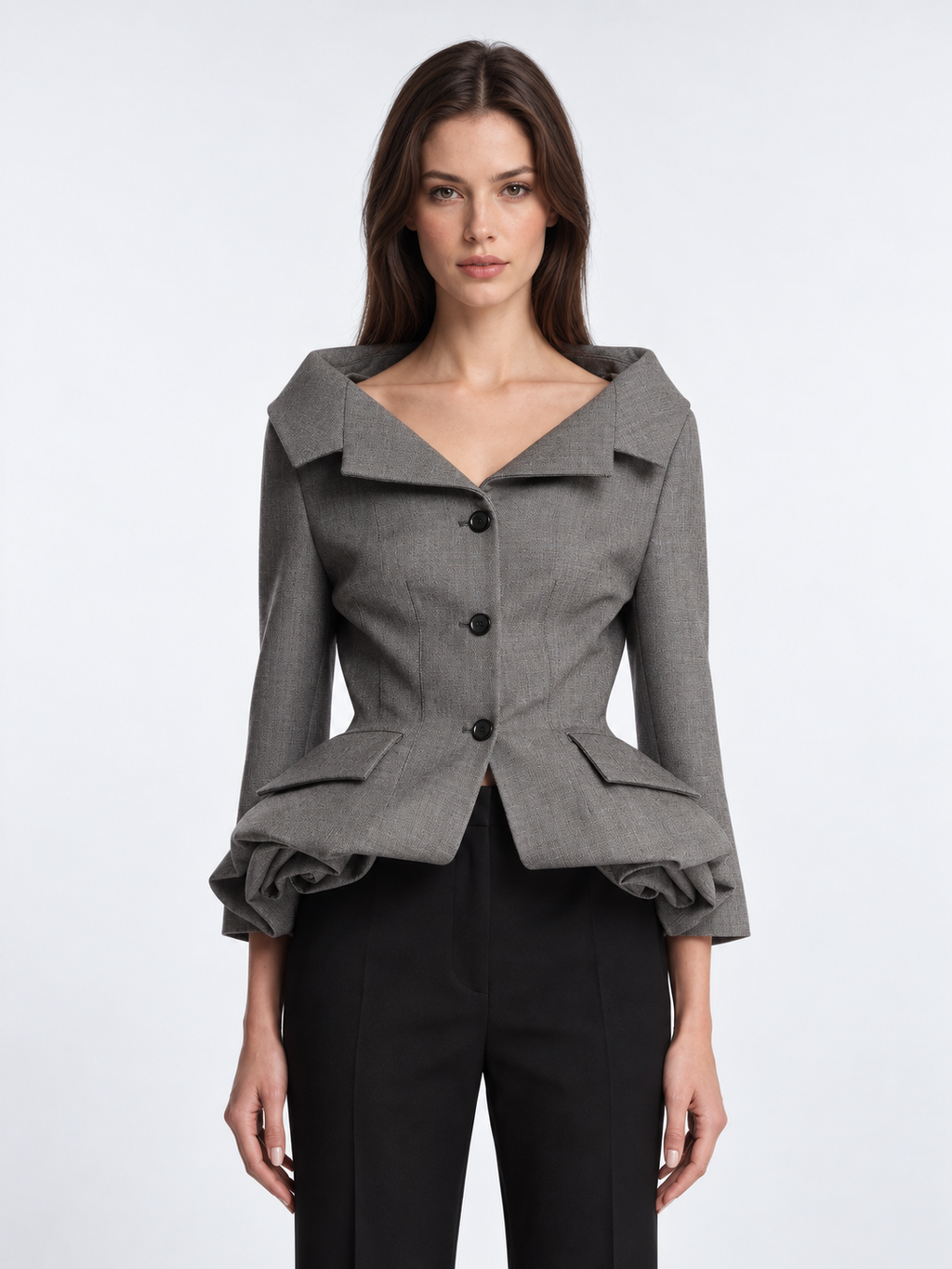 Ruffle Waist Blazer
