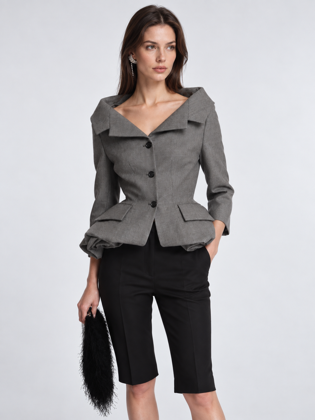 Ruffle Waist Blazer