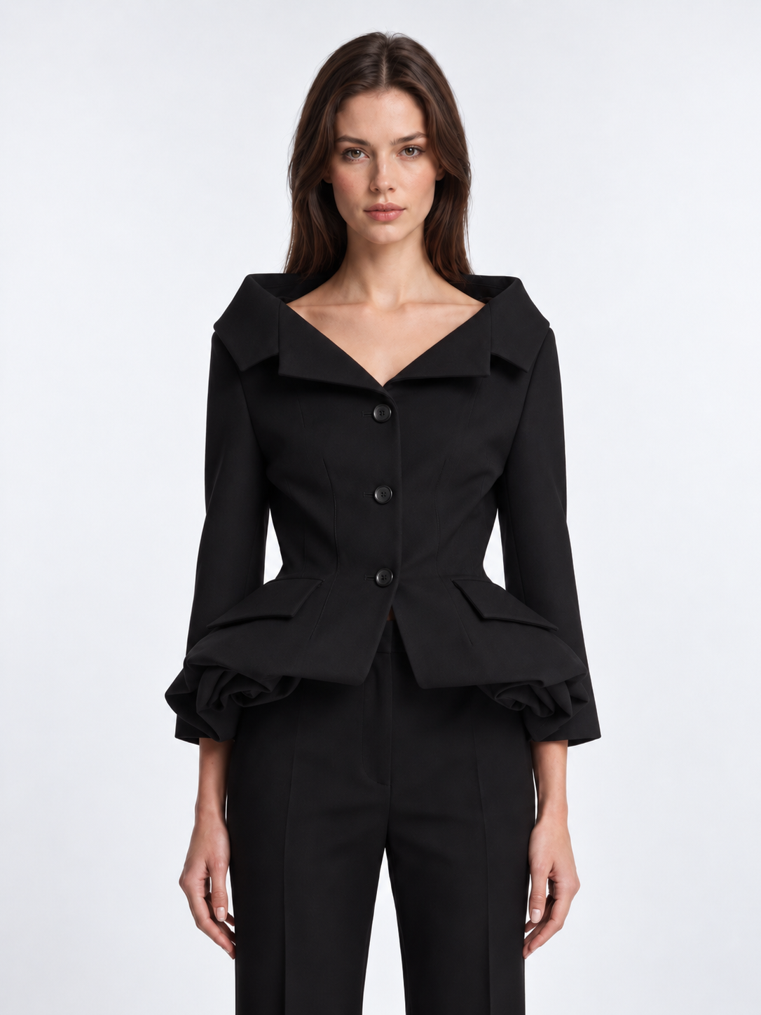 Ruffle Waist Blazer