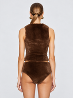 Luxury Faux Fur Vest with Floral Detail