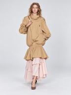 Oversized Hooded Drawstring Windbreaker Jacket