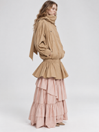 Oversized Hooded Drawstring Windbreaker Jacket