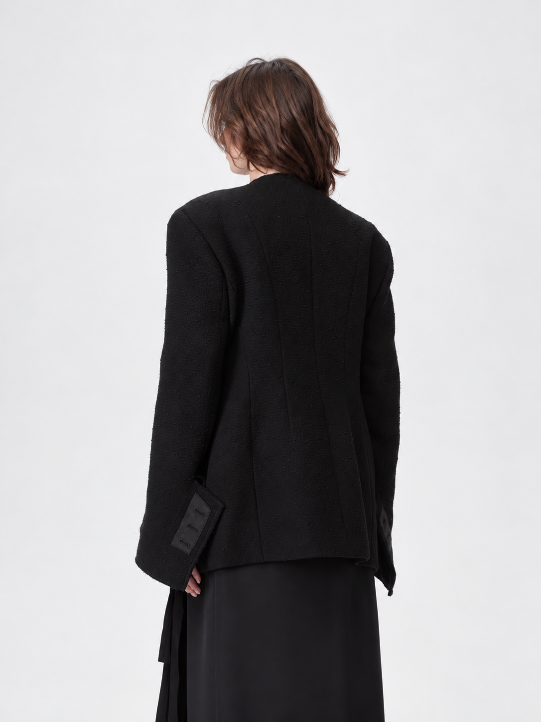 Textured Collarless Tailored Jacket