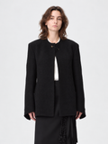 Textured Collarless Tailored Jacket