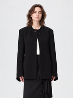 Textured Collarless Tailored Jacket