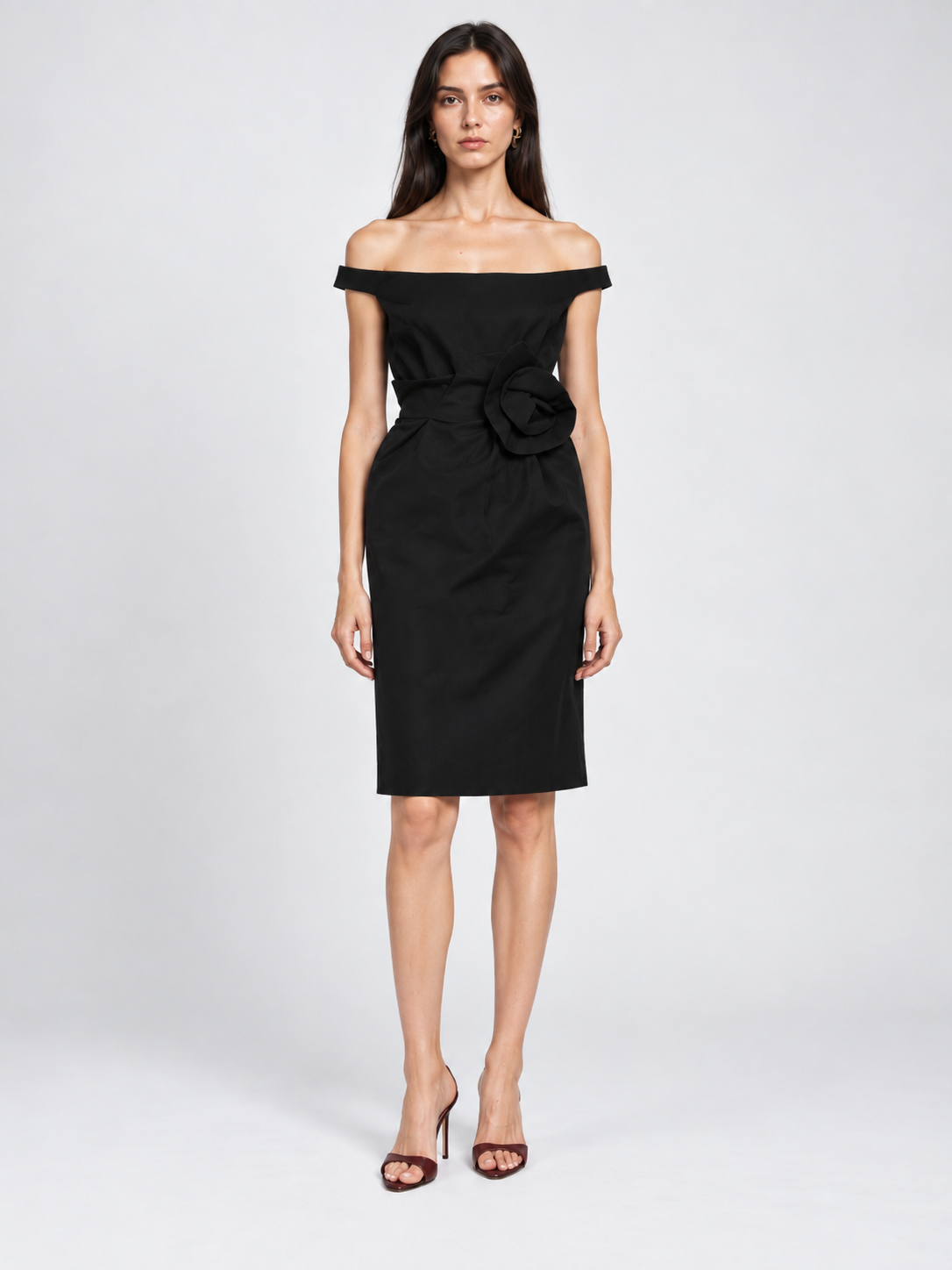 High-Waist Rosette Pencil Skirt