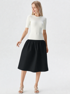 Black A-Line Midi Skirt