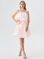 Strapless Bubble Mini Dress in Blush Pink