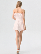 Strapless Bubble Mini Dress in Blush Pink